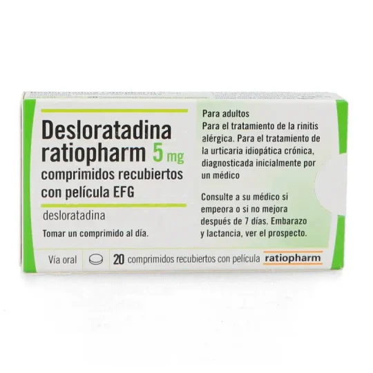 Desloratadina Ratiopharm 5 mg comprimidos recubiertos EFG